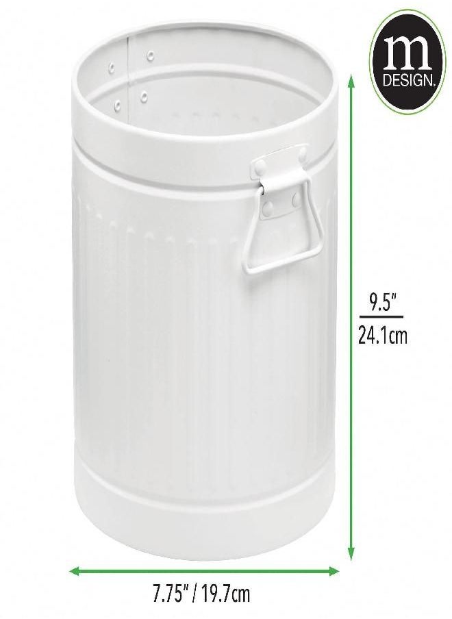 mDesign Steel Metal 2 Gallon/7 Liter Trash Can Wastebasket, Garbage Bin with Handles for Bathroom, Kitchen, Bedroom, Office - Holds Trash, Waste, Garbage, Recycling - White - pzsku/Z14ACF9A192619321AD6AZ/45/_/1692791291/0bf8fff8-13ad-4013-9389-45167f5aa148