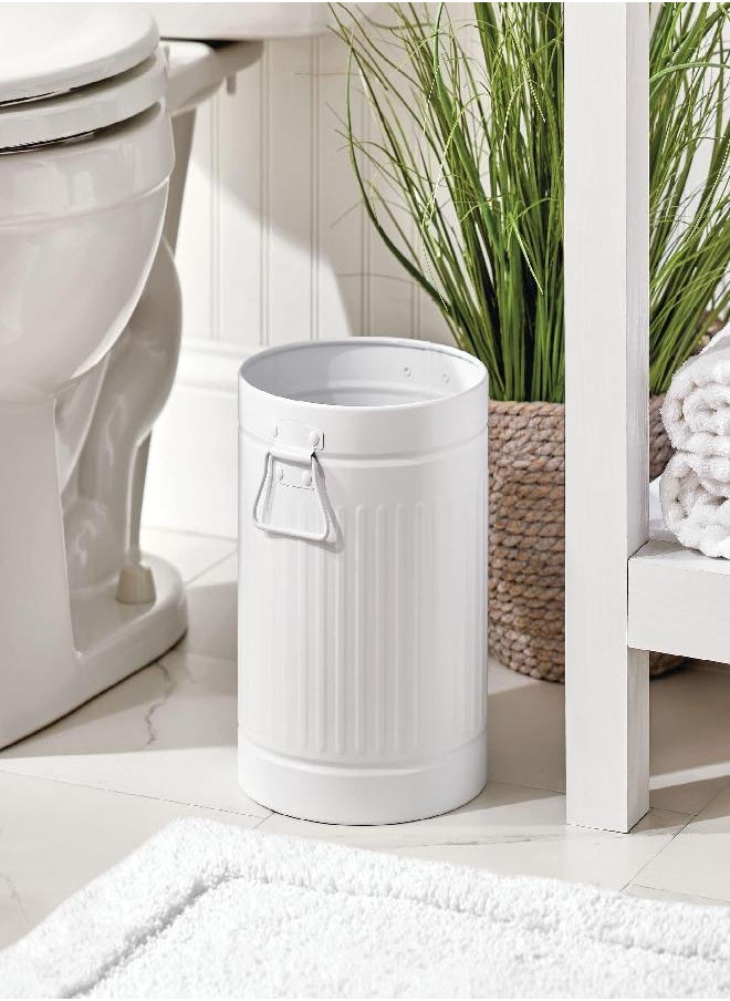 mDesign Steel Metal 2 Gallon/7 Liter Trash Can Wastebasket, Garbage Bin with Handles for Bathroom, Kitchen, Bedroom, Office - Holds Trash, Waste, Garbage, Recycling - White - pzsku/Z14ACF9A192619321AD6AZ/45/_/1692791349/50f8e19c-55bf-4a86-9487-02f165e58852