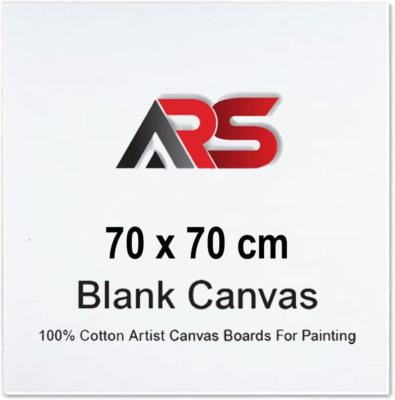 اي ار اس لوحة رسم بيضاء فارغة من آرس، مقاس 70×70 سم - ألواح فنية عالية الجودة مصنوعة من القطن الخالص 100%، مثالية للرسم، وصب الأكريليك، والرسم الزيتي، والرسم الجاف والرطب. - Image 1