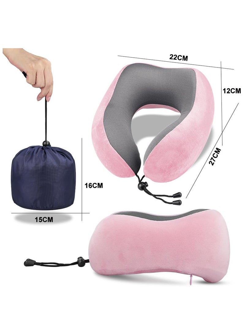 Generic - Memory Foam Travel Neck Pillow with 3D Contoured Eye Masks, Earplugs and Storage Bag for Airplane, Car, And Home Use - Image 1