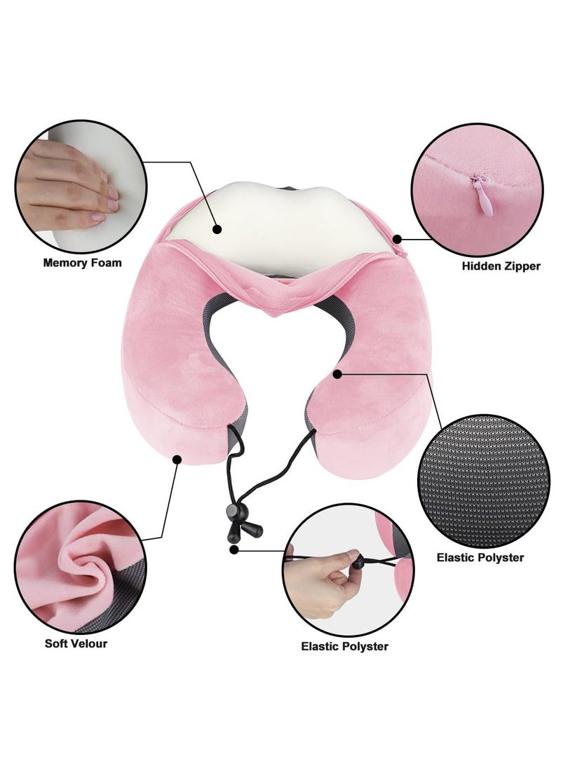 Generic - Memory Foam Travel Neck Pillow with 3D Contoured Eye Masks, Earplugs and Storage Bag for Airplane, Car, And Home Use - Image 1