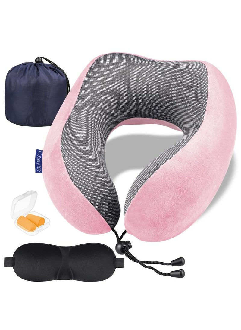 Generic - Memory Foam Travel Neck Pillow with 3D Contoured Eye Masks, Earplugs and Storage Bag for Airplane, Car, And Home Use - Image 1