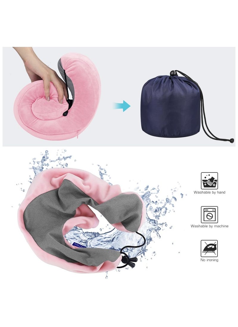 Generic - Memory Foam Travel Neck Pillow with 3D Contoured Eye Masks, Earplugs and Storage Bag for Airplane, Car, And Home Use - Image 1