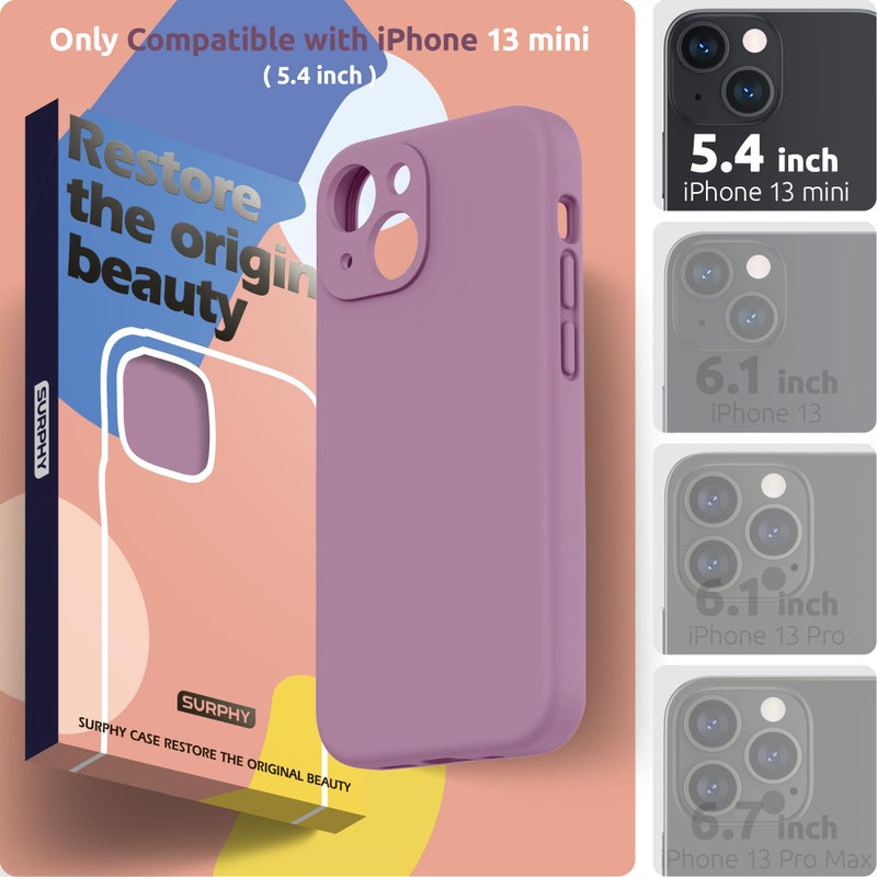 SURPHY Compatible with iPhone 13 Mini Case with Screen Protector, (Camera Protection & Soft Microfiber Lining) Liquid Silicone Phone Case 5.4 inch 2021, Lilac Purple - Image 2