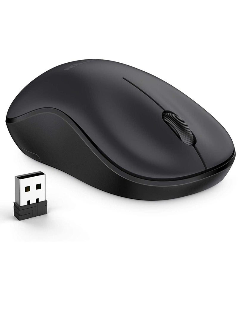 Wireless Mouse, 2.4G Wireless Computer Mouse with Nano Receiver for PC, Laptop, Computer, Desktop with Windows XP/7/8/10/Vista, Black  - Image 1