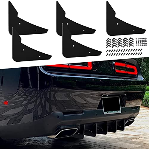 Sunluway Rear Diffuser 5 Fins V3 Set for Dodge Challenger 2015-2024 Stock Rear Bumper, Black Rear Bumper Diffuser Shark Fin - Image 1