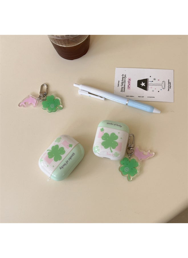 Generic - Striped Four-leaf Clover For AirPods4 For Apple 2/3 Generation Pro2 Bluetooth Wireless Earphone Set Pendant Cute Women-Color:Striped Four-leaf Clover Earphone Cover + Pendant-Applicable Models:Airpods Pro/Airpods Pro2 - Image 1