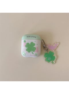 Striped Four-leaf Clover For AirPods4 For Apple 2/3 Generation Pro2 Bluetooth Wireless Earphone Set Pendant Cute Women-Color:Striped Four-leaf Clover Earphone Cover + Pendant-Applicable Models:Airpods Pro/Airpods Pro2