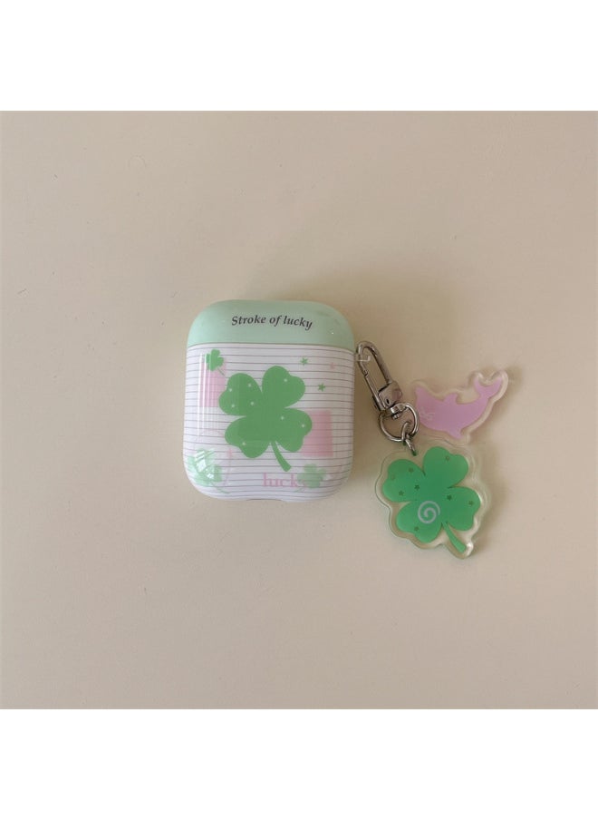 Generic - Striped Four-leaf Clover For AirPods4 For Apple 2/3 Generation Pro2 Bluetooth Wireless Earphone Set Pendant Cute Women-Color:Striped Four-leaf Clover Earphone Cover + Pendant-Applicable Models:Airpods Pro/Airpods Pro2 - Image 1
