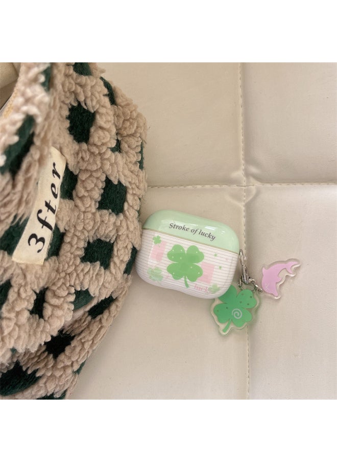 Generic - Striped Four-leaf Clover For AirPods4 For Apple 2/3 Generation Pro2 Bluetooth Wireless Earphone Set Pendant Cute Women-Color:Striped Four-leaf Clover Earphone Cover + Pendant-Applicable Models:Airpods Pro/Airpods Pro2 - Image 1