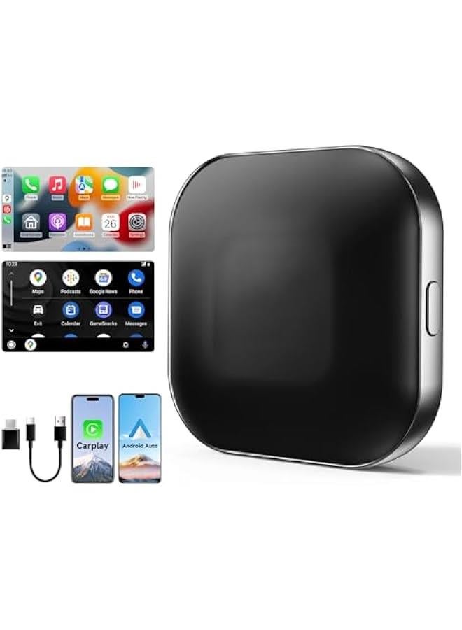 أنكوفو 2 in 1 CarPlay Dongle,Convert Wried to Wireless,Wireless CarPlay Adapter&Wireless Android Auto Adapter, Connection Plug & Play Easy Setup Online Update,for Factory Wired Cars After 2016 - Image 1