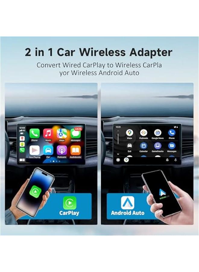 أنكوفو 2 in 1 CarPlay Dongle,Convert Wried to Wireless,Wireless CarPlay Adapter&Wireless Android Auto Adapter, Connection Plug & Play Easy Setup Online Update,for Factory Wired Cars After 2016 - Image 2