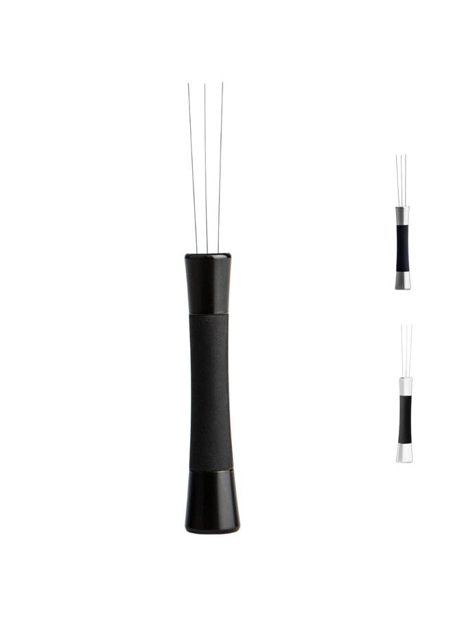 Crema Coffee Products Weiss Distribution Technique (WDT) Tool | Even Coffee Ground Distribution for Better Extraction | Stainless Steel with Silicone Grip | Includes 6 Pins & Storage Vault | Black - Image 1