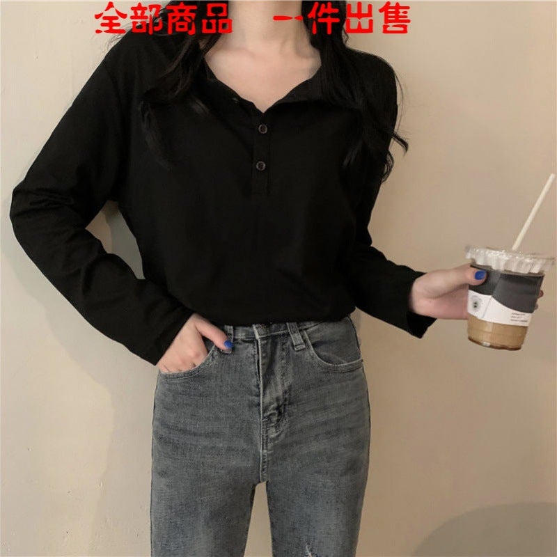 Gray long-sleeved T-shirt women's spring and autumn 2021 new Korean products students loose and thin bottoming shirt with a top white[goodquality] XL recommends 120-135 pounds - Image 3