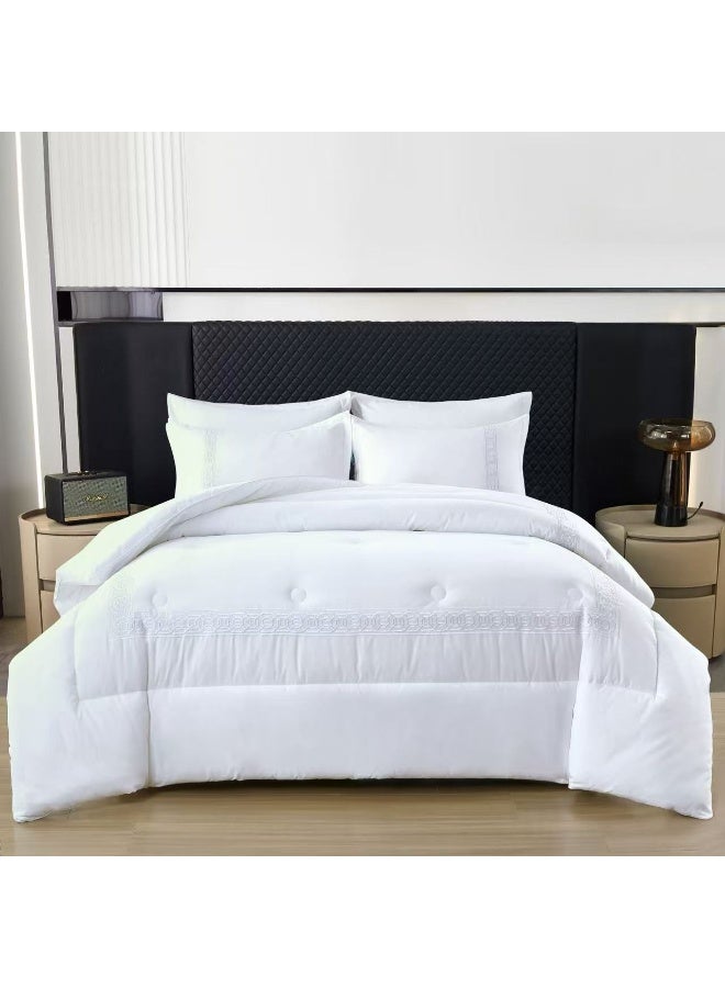 Microfiber Embroidered Soft Quality Comforter Bedding set-King Size 6Pcs 1-PC fitted bedsheet 200 * 200cm,1-PCS Comforter 220 * 240 fixed, 4PCS Super Soft Pillowcases