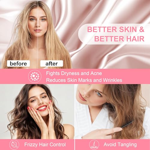 LYSHIN Silk Pillow Cases 2 Pack King Size with Hidden Zipper, Mulberry Silk Pillowcase for Hair and Skin, Smooth and Soft Breathable Cooling Silk Satin Pillowcase Set of 2, Gifts for Women，Coral Pink - Image 4