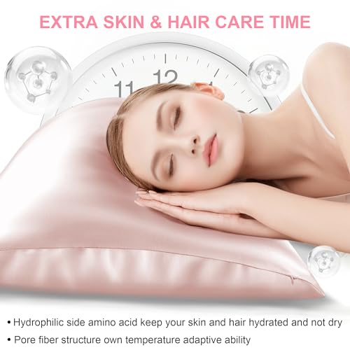 LYSHIN Silk Pillow Cases 2 Pack King Size with Hidden Zipper, Mulberry Silk Pillowcase for Hair and Skin, Smooth and Soft Breathable Cooling Silk Satin Pillowcase Set of 2, Gifts for Women，Coral Pink - Image 3