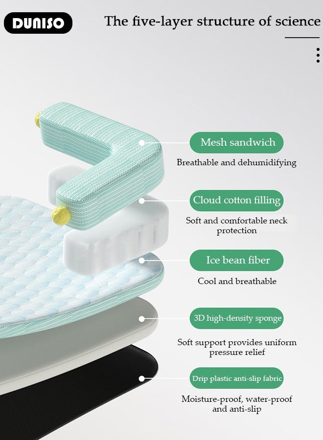 DUNISO Pet Cooling Mat, Portable Pet Cooling Blanket, Summer Cooling Mat for Dogs Cats, Floor Mat, Pet Sleeping Pad with Pillow for Dogs Cats, Waterproof Bottom,  Suitable for Sofa/Bed/Floor/Car Seats  - Image 2