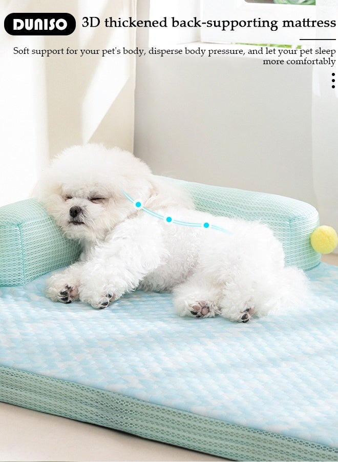 DUNISO Pet Cooling Mat, Portable Pet Cooling Blanket, Summer Cooling Mat for Dogs Cats, Floor Mat, Pet Sleeping Pad with Pillow for Dogs Cats, Waterproof Bottom,  Suitable for Sofa/Bed/Floor/Car Seats  - Image 4