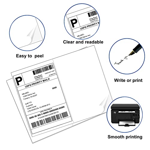 MBLABEL 1000 Labels Half Sheet Shipping Labels, 8.5" x 5.5" Adhesive Sticker Papers, Half Page Self Adhesive Mailing Label for for FBA, Packages and Mailings, 500 Sheets - Image 3