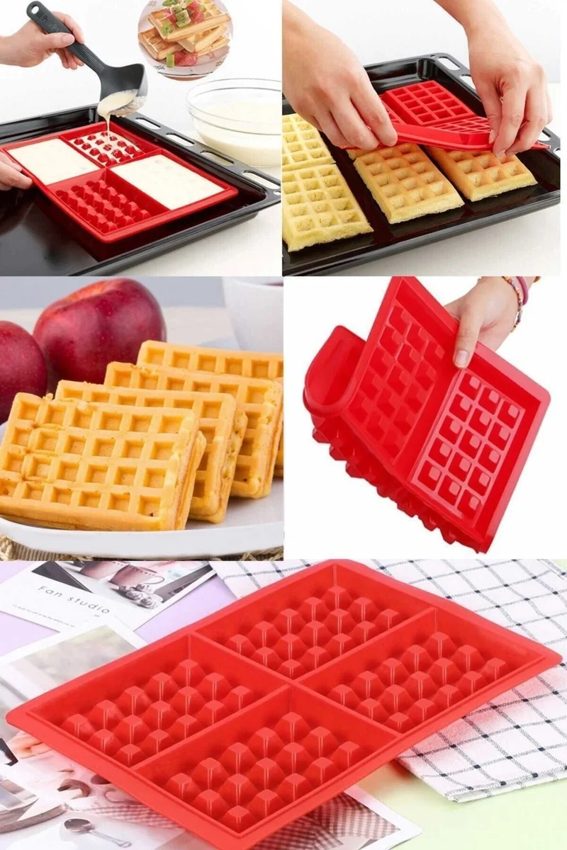 Alsepeteavm Silicone Waffle Pancake Mold Rectangular Pattern