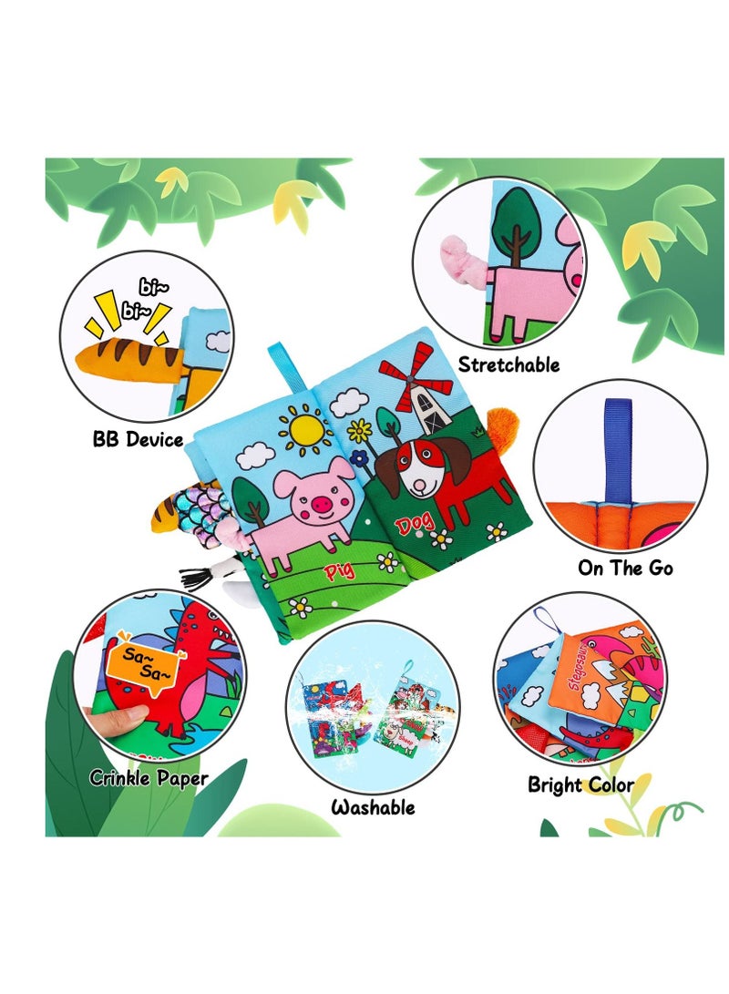 Excefore 2 PCS Baby Books Toys, Babies Touch and Feel Crinkle Cloth Books, 0-6 Months Interactive Sensory Baby Toys, Suitable for 0-3-6 Months Infant Newborn Baby Boy Girl Shower Gifts Set - Image 3