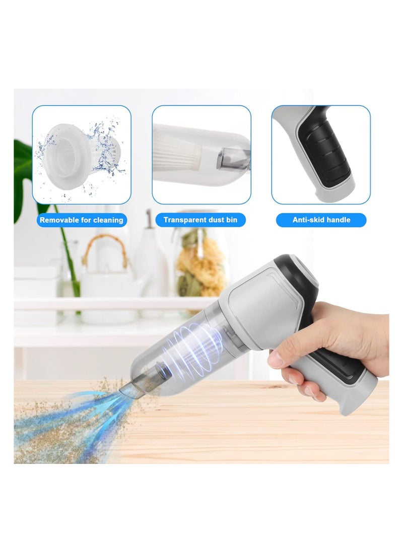 HIULLEN - HIULLEN Mini Cordless Handheld Vacuum Cleaner, Car Vacuum, Cordless Portable Vacuum Cleaner with 4 Nozzles and USB Charging Cable, for Car, Home and Cleaning (Grey) - Image 1