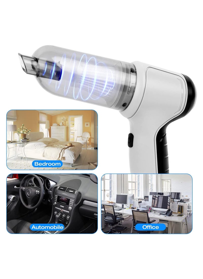 HIULLEN - HIULLEN Mini Cordless Handheld Vacuum Cleaner, Car Vacuum, Cordless Portable Vacuum Cleaner with 4 Nozzles and USB Charging Cable, for Car, Home and Cleaning (Grey) - Image 1