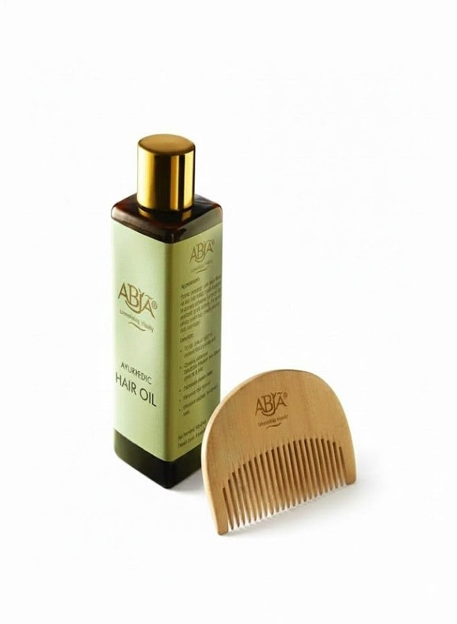 Abja Ayurvedic Hair Oil 100ml with Free Neem Comb | Promotes Hair Growth & Reduces Hair Fall | Enriched with Natural Herbs for Strong Shiny Hair | Suitable for Men & Women - Image 1