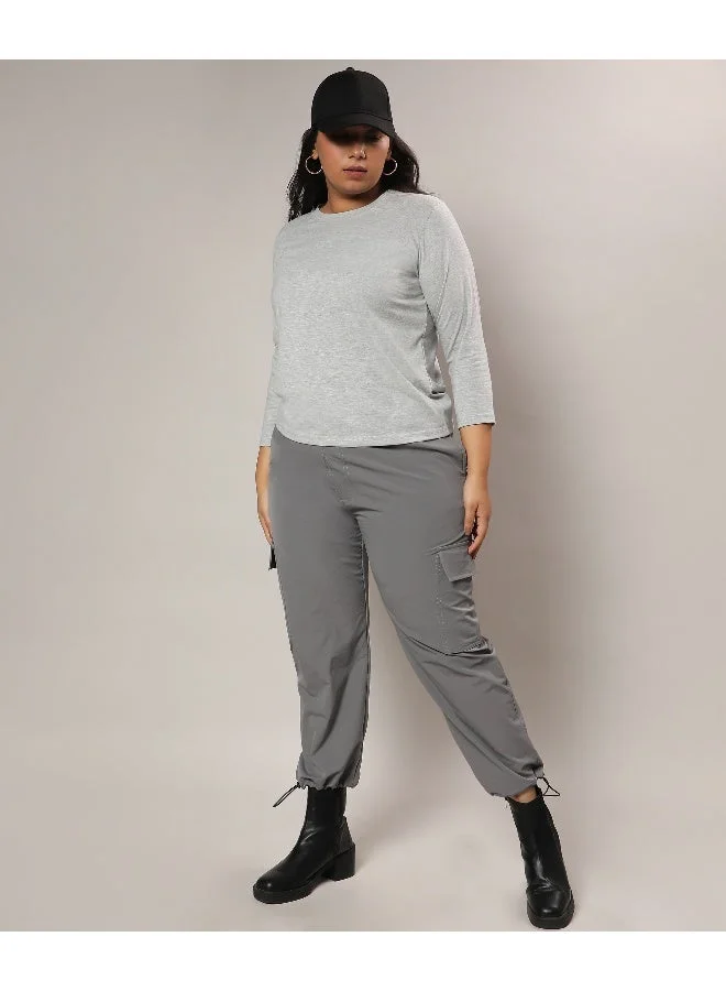 Instafab Plus Women's Light Grey Basic Solid Top