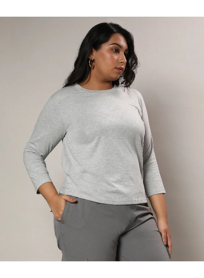 Instafab Plus Women's Light Grey Basic Solid Top