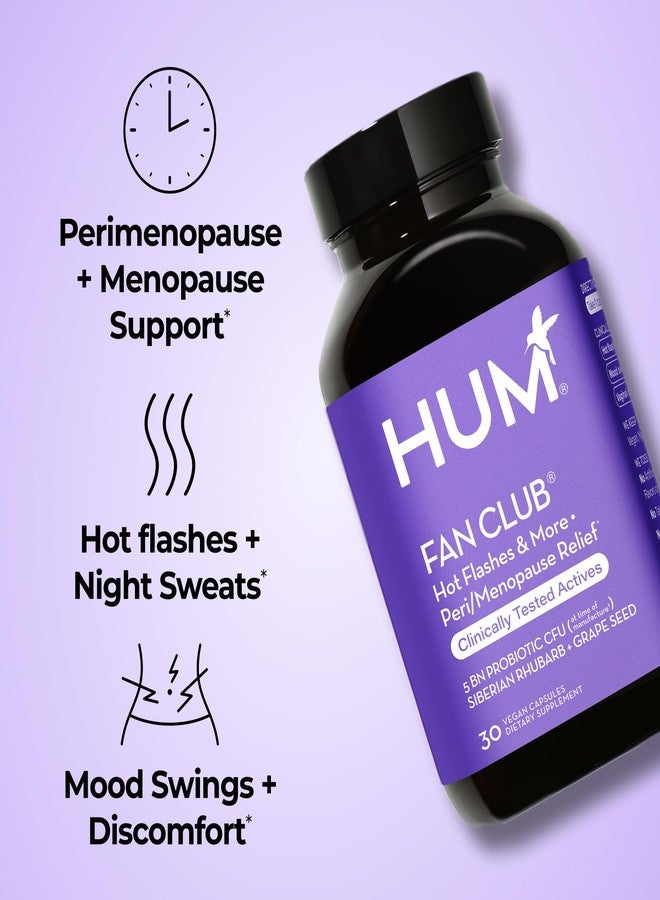 HUM Fan Club Menopause Probiotic Supplement, Estrogen Free Menopause Supplements for Women, Non Hormonal, Supports Energy & Hot Flashes, Grape Seed Extract & Siberian Rhubarb, 30 Vegan Capsules - Image 2