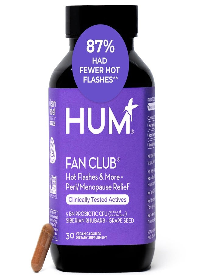 HUM Fan Club Menopause Probiotic Supplement, Estrogen Free Menopause Supplements for Women, Non Hormonal, Supports Energy & Hot Flashes, Grape Seed Extract & Siberian Rhubarb, 30 Vegan Capsules - Image 1