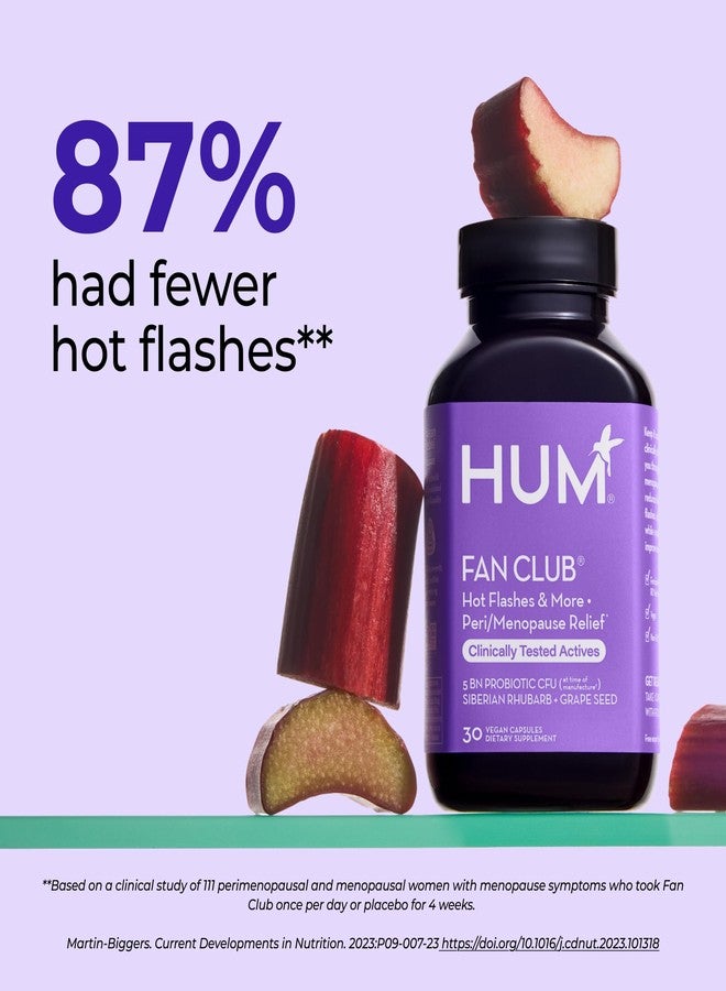 HUM Fan Club Menopause Probiotic Supplement, Estrogen Free Menopause Supplements for Women, Non Hormonal, Supports Energy & Hot Flashes, Grape Seed Extract & Siberian Rhubarb, 30 Vegan Capsules - Image 3