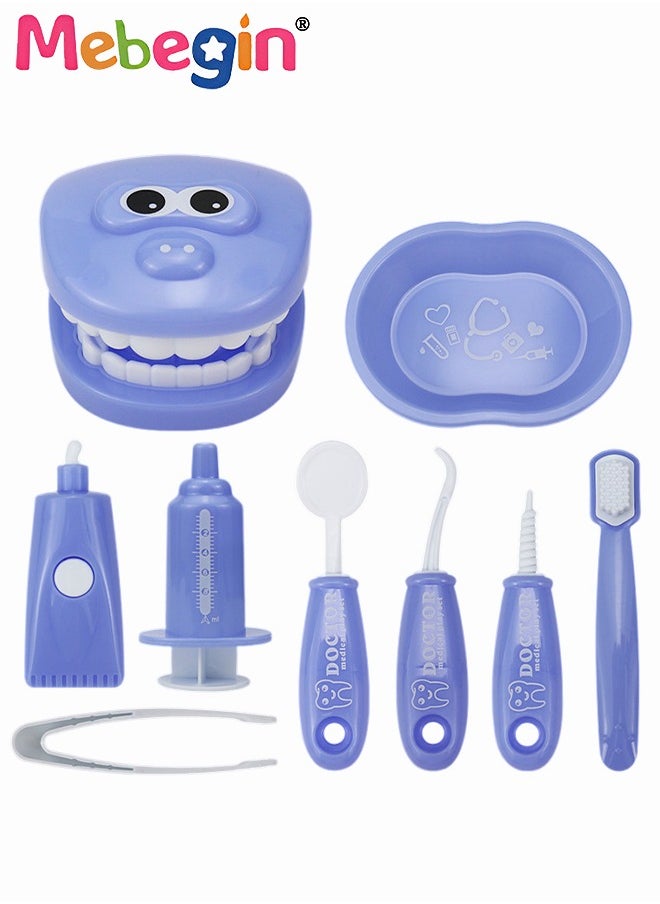 MEBEGIN 9PCS Brushing Toys Set with Oral Mirror, Toothpaste, Toothbrush and Other Accessaries, Dentist Kit for Kids Hygienic Habbit Cultivation, Doctor-themed Play House Toys, Medical Role Play Toy, Fun Dentist Game for Kids, Preschool Education Toy  - Image 1