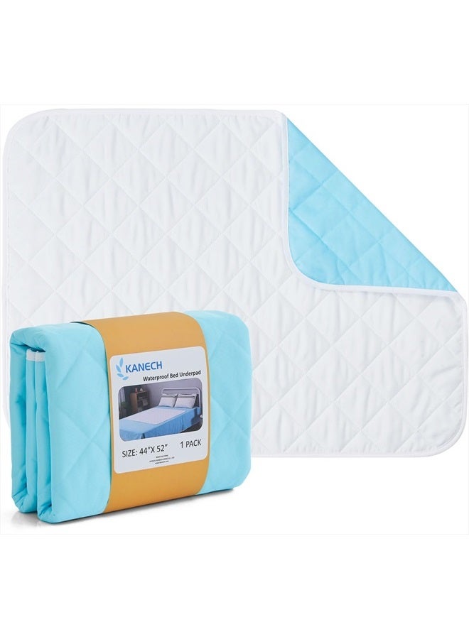 KANECH Bed Pads Washable Waterproof, 44"x52" (Pack of 1), Large Bed Pad, Incontinence Bed Pads Reusable, Waterproof Mattress Protector for Adults and Kids  - Image 1