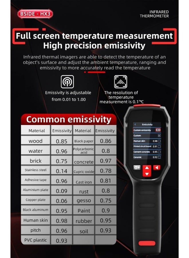 BSIDE Thermal Imaging Camera High Resolution 240 x 240 Handheld Thermal Camera with 15 Colour Palettes Infrared Thermal Camera 25Hz Refresh Rate -20~550℃（-4~1022°F） for Water Leaks HVAC Car Electronics - Image 5