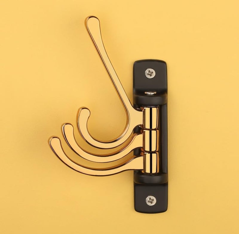 iSTAR Flexible 4 Pin Hooks Bathroom Cloth Hanger Wall Hook Door Robe Hooks for Hanging Keys, Clothes, Towel (Black and Gold) Pack of 1 - Image 3