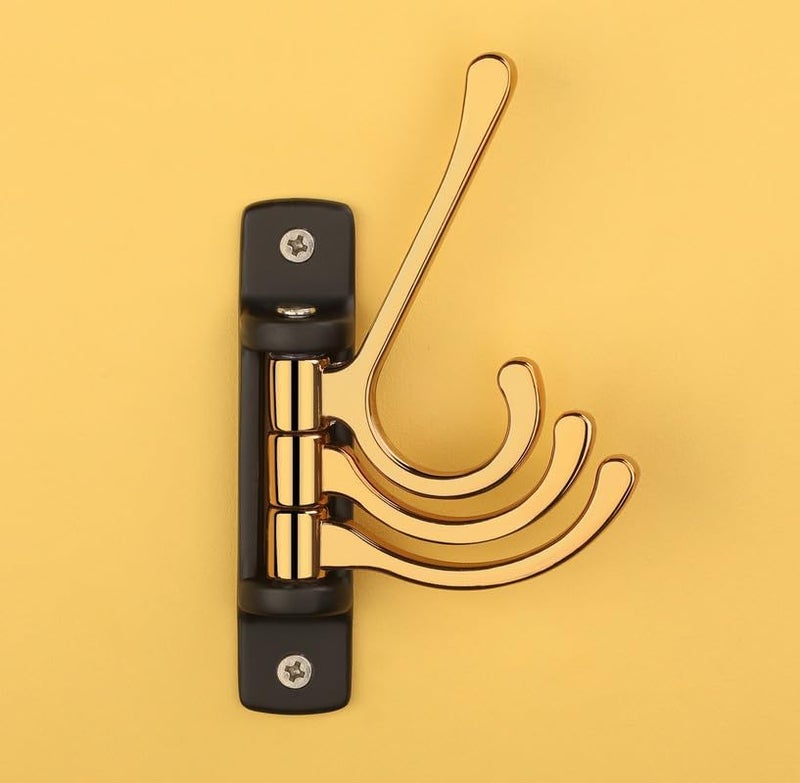 iSTAR Flexible 4 Pin Hooks Bathroom Cloth Hanger Wall Hook Door Robe Hooks for Hanging Keys, Clothes, Towel (Black and Gold) Pack of 1 - Image 2