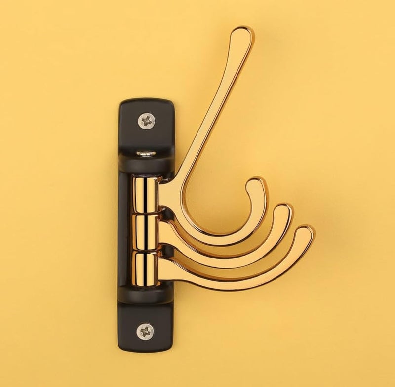 iSTAR Flexible 4 Pin Hooks Bathroom Cloth Hanger Wall Hook Door Robe Hooks for Hanging Keys, Clothes, Towel (Black and Gold) Pack of 1 - Image 1