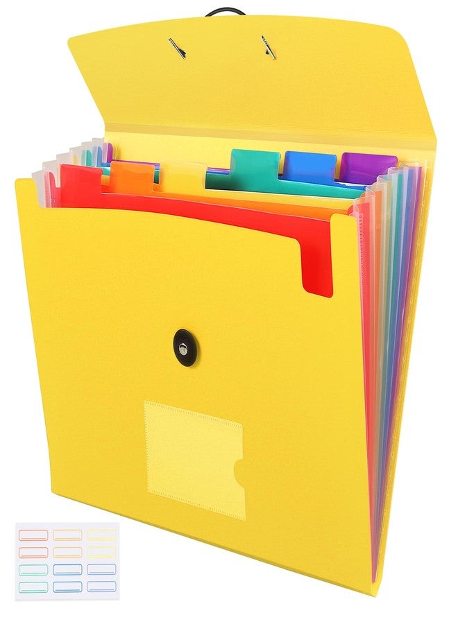 CASAON 7 Pocket Accordian File Folders, Expanding File Folder A4 Letter Size Paper Portable Document Organizer-Yellow - Image 1