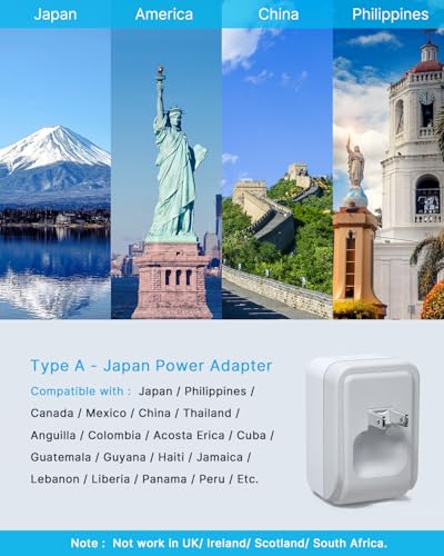 VINTAR 2 Pack US to Japan Plug Adapter, VINTAR Foldable Japan Travel Adapter with 2 Outlets and 3 USB Ports(2 USB C), 2 Prong to 3 Prong Outlet Adapter for USA to Japan China Canada Philippine, Type A - Image 3