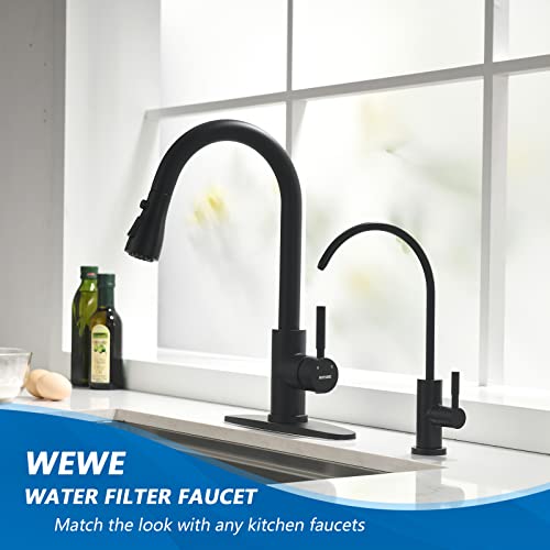 WEWE Matte Black Drinking Water Faucet Non Air Gap Stainless Steel Filtered Faucet for Kitchen Sink Reverse Osmosis System - Image 2