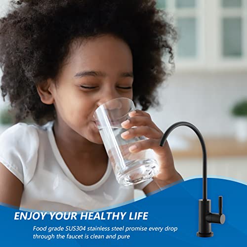 WEWE Matte Black Drinking Water Faucet Non Air Gap Stainless Steel Filtered Faucet for Kitchen Sink Reverse Osmosis System - Image 3
