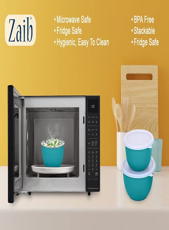 Zaib Microwave Safe Stainless Steel Mixing Bowl Set with Lids | 500ml, 750ml, 1250ml | Kitchen Food Storage Containers | Pack of 3 (Plain Turquoise 3) - Image 5
