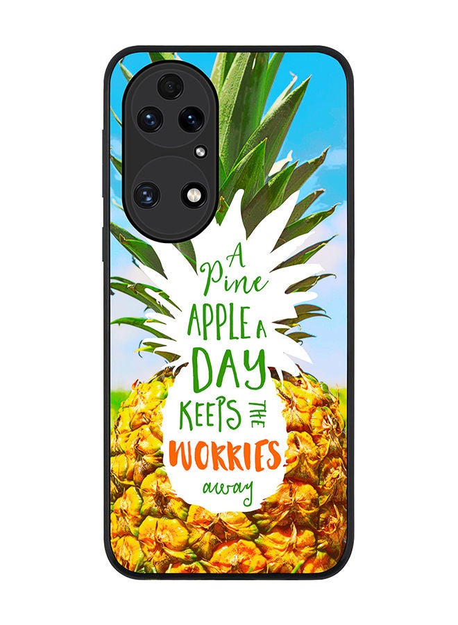 Stylizedd Rugged Black edge case for Huawei P50 Slim fit Soft Case Flexible Rubber Edges Anti Drop TPU Gel Thin Cover - Pineapple A Day - Image 1