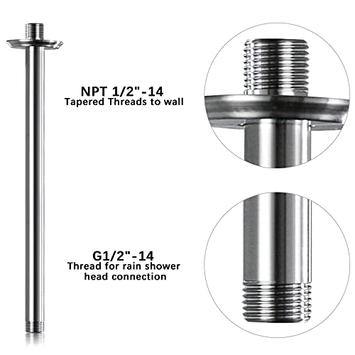 Anpean 12 Inch Shower Arm and Flange Brushed Nickel, Ceiling Mounted Shower Arm for Rain Shower Head - Image 4