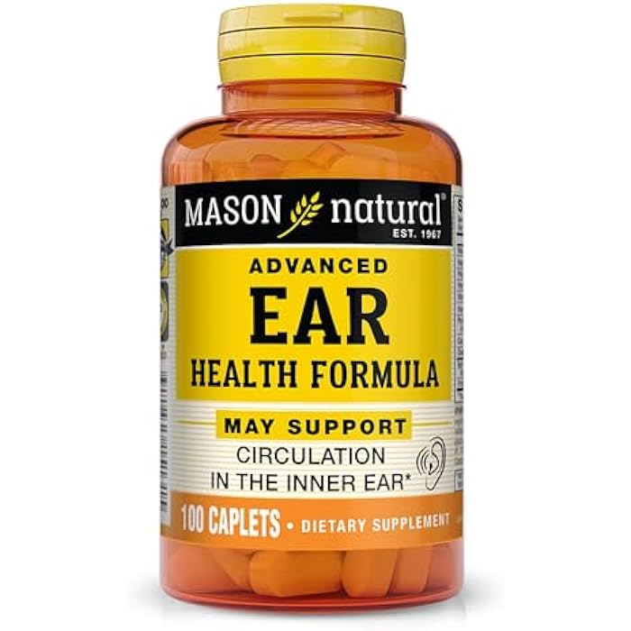 MASON NATURAL Advanced Ear Health, 33 Day Supply, Supports Normal Circulation in The Inner Ear & Ringing, 100 Caplets - Image 1