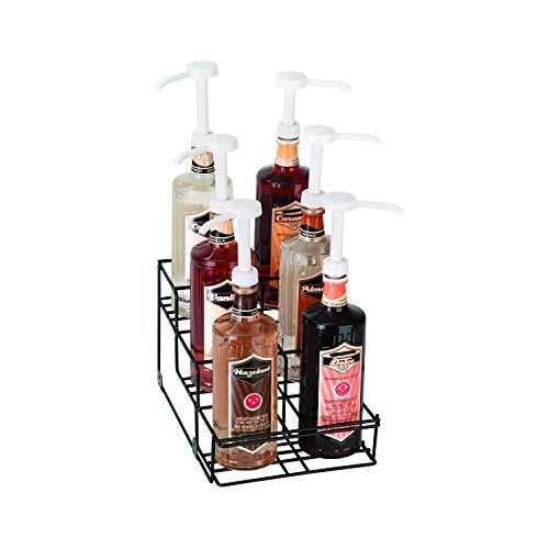 DISPENSE-RITE WR-BOTL-6 Six Compartment Wire Bottle Holder, Countertop Organizer for Bottles up to 3-3/8" Diameter, Compact 9" Wide Design, Reinforced Welded Black Wire Construction - Image 1