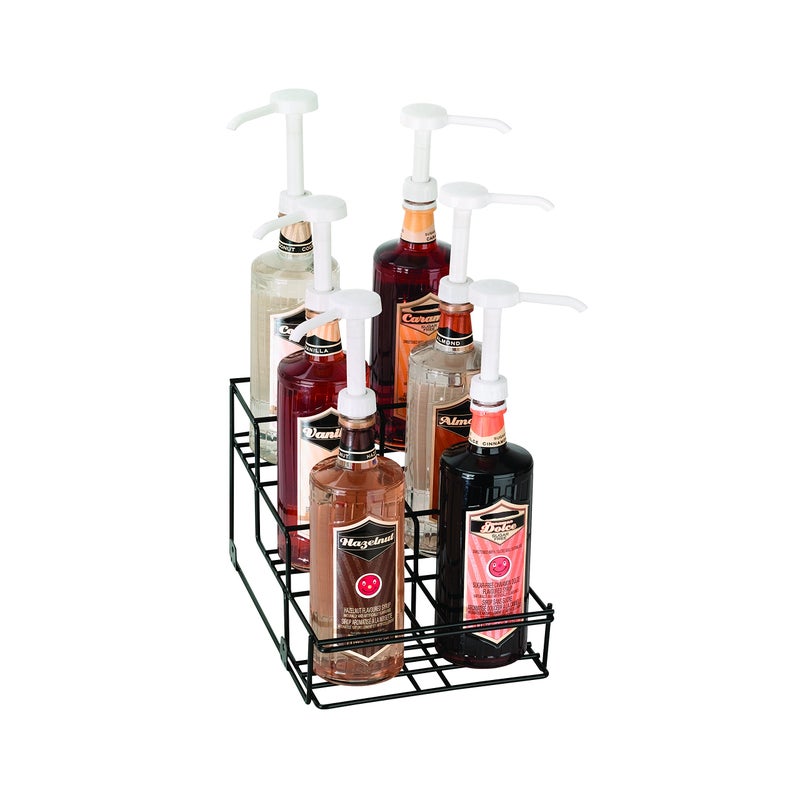 DISPENSE-RITE WR-BOTL-6 Six Compartment Wire Bottle Holder, Countertop Organizer for Bottles up to 3-3/8" Diameter, Compact 9" Wide Design, Reinforced Welded Black Wire Construction - Image 5